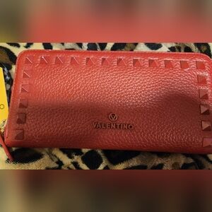 Valentino Red Textured Leather Wallet NWT SO BEAUTUFUL